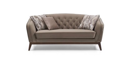 Canapea fixa tapitata cu stofa si piele ecologica, 2 locuri Daniela Maro, l188xA92xH80 cm