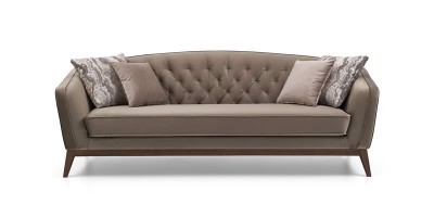 Canapea fixa tapitata cu stofa si piele ecologica, 3 locuri Daniela Maro, l236xA92xH82 cm