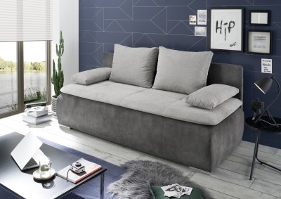 Canapea Jessica Salvador 15 / Brego 07 Extensibila cu Arcuri Elicoidale si Spuma Poliuretanica, 3 Locuri, Suprafata de Dormit 208x160 cm, tapitata cu Stofa, cu Lada de Depozitare, Perne Incluse, l208xA102xH95 cm