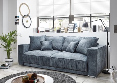 Canapea Lenna Infinity 12 Extensibila cu Arcuri Elicoidale / Sinusoidale si Spuma Poliuretanica, 3 Locuri, Suprafata de Dormit 197x160 cm, tapitata cu Stofa, cu Lada de Depozitare, Perne Incluse, l250xA115xH87 cm