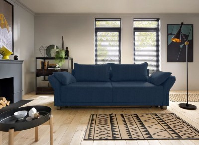 Canapea Lota Sofia 19 Extensibila cu Arcuri Ondulate si Spuma Poliuretanica, 3 Locuri, Suprafata de Dormit 198x150 cm, tapitata cu Stofa Easy Clean, cu Lada de Depozitare, Cotiere Reglabile, Perne Incluse, l270xA100xH80 cm