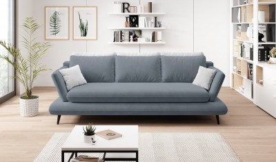 Canapea Mate Solar 96/80 Extensibila cu Arcuri Ondulate si Spuma Poliuretanica N30/HR 30040, 3 Locuri, Suprafata de Dormit 192x150 cm, tapitata cu Stofa Easy Clean/Pet Friendly, cu Lada de Depozitare, Perne Incluse, l242xA110xH75 cm