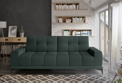 Canapea Miba Evolution 10 Extensibila cu Arcuri Ondulate si Spuma Poliuretanica N30/T-21, 3 Locuri, Suprafata de Dormit 200x150 cm, tapitata cu Stofa Water Repellent, cu Lada de Depozitare, Perne Incluse, l248xA104xH91 cm