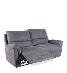 Canapea Recliner cu mecanism electric, tapitata cu stofa, 3 locuri Basil Gri, l208xA93xH100 cm