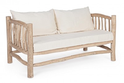 Canapea Sahel Natural Fixa, 2 Locuri, tapitata cu Stofa, Perne Incluse, l140xA75xH80 cm
