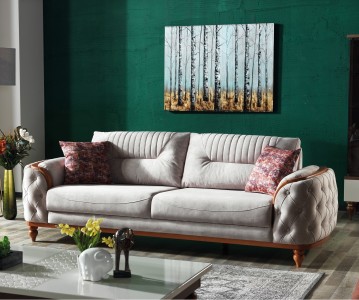 Canapea tapitata cu stofa, 3 locuri, cu functie sleep pentru 1 persoana Zenit Gri K1, l248xA96xH85 cm