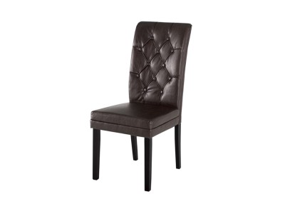 Scaun tapitat cu piele ecologica Caprice Brown 