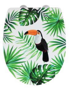 Capac toaleta din termoplastic, Tucan Verde / Alb, l36,5xA45 cm