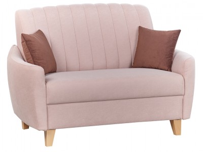 Canapea fixa tapitata cu stofa, 2 locuri Caya Light Pink, l138xA94xH72 cm