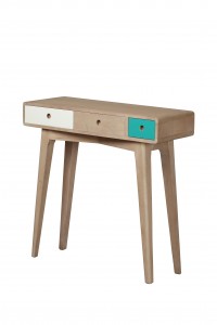 Consola din lemn cu 3 sertare Play Light, l80xA30xH77,5 cm