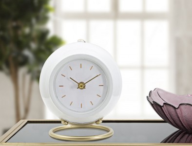 Ceas de masa Ball Alb / Auriu, L16xl13xH19 cm
