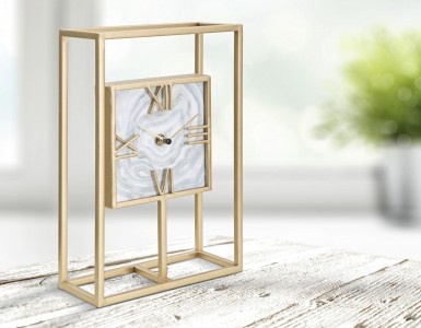 Ceas de masa Glamys Rectangle Auriu, L20xl8xH30 cm