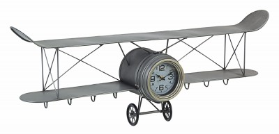 Ceas de perete Charles Plane 8H Gri Antichizat / Negru, L95xl34 cm