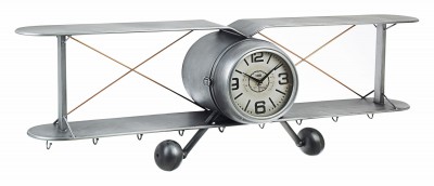 Ceas de perete Charles Plane 9H Gri Antichizat, L129xl40 cm
