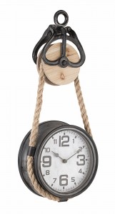 Ceas de perete Charles Pulley 398-1 Negru / Natural, L23xl53 cm