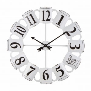 Ceas de perete Mug D68 Alb / Negru, Ø68 cm