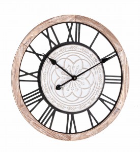 Ceas de perete Ticking Q95 Natural Antichizat / Negru, Ø55 cm