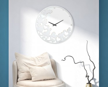 Ceas de perete White Heart Alb, Ø55 cm