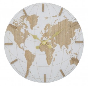 Ceas de perete World I Alb / Natural, Ø39,5 cm