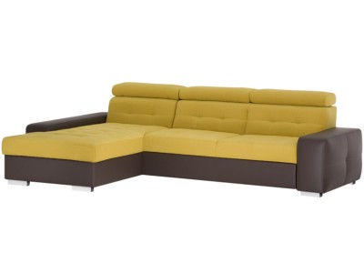 Coltar tapitat extensibil Napoli Giallo cu sezlong pe partea stanga