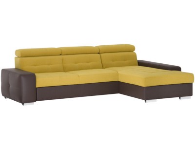 Coltar tapitat extensibil Napoli Giallo cu sezlong pe partea dreapta