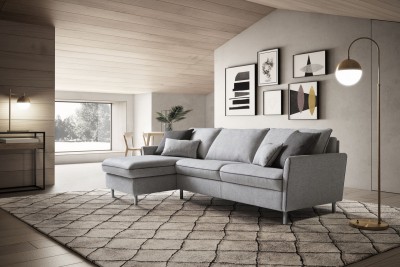 Coltar Balitos Large Extensibil cu Benzi Elastice si Spuma Poliuretanica, Sezlong pe Dreapta, Suprafata de Dormit 190x160 cm, Dimensiuni l284xA160xH90 cm