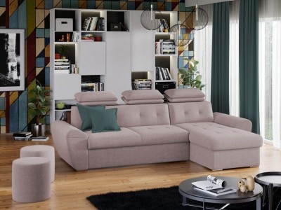 Coltar Extensibil Baris cu Lada de Depozitare, Sezlong pe Dreapta, Tetiere Reglabile, l280xA180xH105 cm