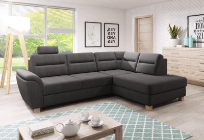 Coltar extensibil cu lada de depozitare, cu sezlong pe dreapta Bianco, L264xA185xH101 cm