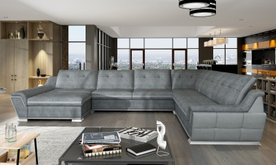 Coltar extensibil cu lada de depozitare, cu sezlong pe stanga Galactic XL, L368xA282xH92 cm