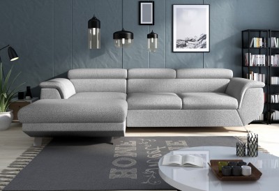 Coltar Extensibil, cu Sezlong pe Stanga, Lada de Depozitare, Tetiere Reglabile, Panix Mini, l276xA174xH77-96 cm