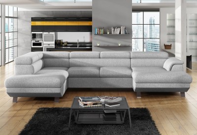 Coltar Extensibil, cu Sezlong pe Stanga, Lada de Depozitare, Tetiere Reglabile, Panix XL, l340xA220xH77-98 cm