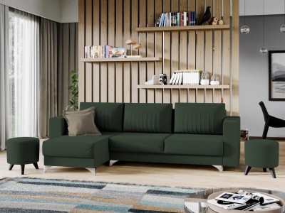 Coltar Extensibil Granies cu Lada de Depozitare, Sezlong pe Stanga, l260xA160xH87 cm