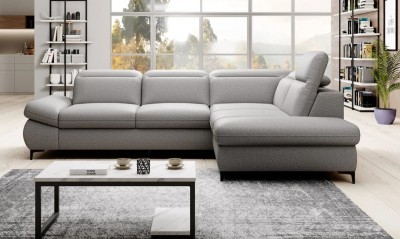 Coltar Extensibil, Sezlong pe Dreapta, Lada de Depozitare, Tetiere Reglabile, Tola L, l276xA215xH81-95 cm