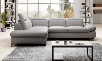 Coltar Extensibil, Sezlong pe Stanga, Lada de Depozitare, Tetiere Reglabile, Tola L, l276xA215xH81-95 cm