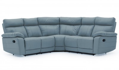 Coltar fix cu mecanism Recliner tapitat cu piele ecologica Positano Blue, l217xA94xH98 cm