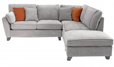 Coltar fix cu taburet, tapitat cu stofa, cu sezlong pe dreapta Cantrell Grey, l250xA215xH92 cm