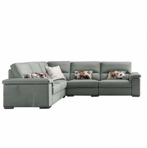 Coltar fix tapitat cu piele ecologica Cliff Gri, l288xA146xH90 cm