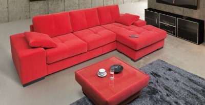 Coltar fix tapitat, cu sezlong pe dreapta, Tennessee Rosu l320xA163xH82 cm