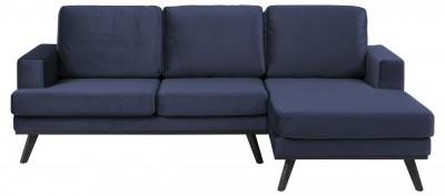 Coltar fix tapitat cu stofa, cu sezlong pe dreapta Norwich Bleumarin, l233xA148xH81 cm