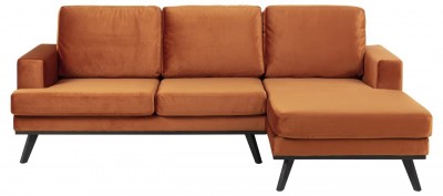 Coltar fix tapitat cu stofa, cu sezlong pe dreapta Norwich Caramiziu, l233xA148xH81 cm