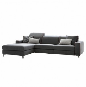 Coltar fix tapitat cu stofa, cu sezlong pe stanga Drive In Gri, l293xA156xH80 cm