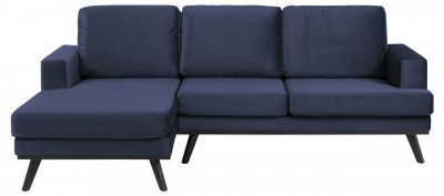 Coltar fix tapitat cu stofa, cu sezlong pe stanga Norwich Bleumarin, l233xA148xH81 cm