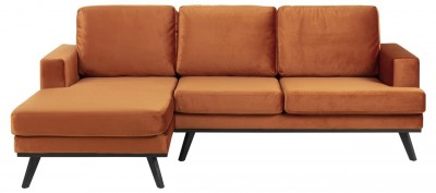 Coltar fix tapitat cu stofa, cu sezlong pe stanga Norwich Caramiziu, l233xA148xH81 cm