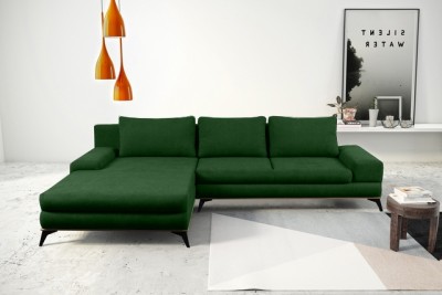 Coltar Manola Veliero12 Extensibil cu Arcuri Ondulate si Spuma Poliuretanica, Sezlong pe Stanga, Suprafata de Dormit 248x137 cm, cu Lada de Depozitare, Perne Incluse, l315xA212xH78 cm