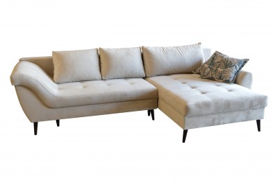 Coltar Roy Extensibil cu Arcuri Ondulate si Spuma Poliuretanica, Sezlong pe Dreapta, Suprafata de Dormit 220x130 cm, cu Lada de Depozitare, Perne Incluse, l296xA175xH79 cm