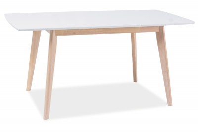 Masa extensibila din MDF si lemn Conrado II White/Oak, L120-160xl75xh75 cm