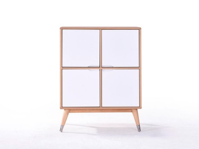 Comoda din lemn masiv si MDF Gemma Beech/White, l80xA40xH103 cm