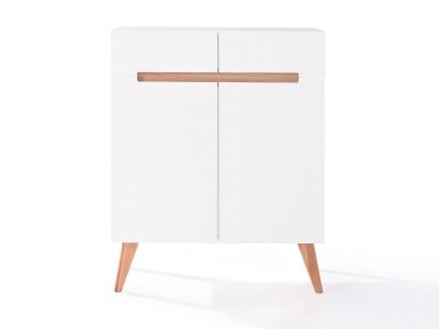 Comoda din lemn masiv si MDF Gusta White, l80xA40xH102,5 cm