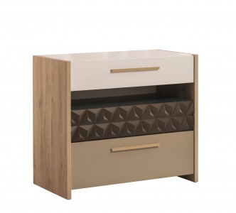Comoda din pal cu 3 sertare, pentru tineret Lofter Cream / Brown, l86xA45xH75 cm