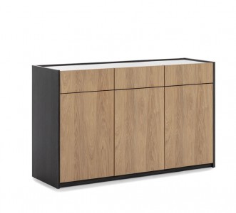 Comoda cu 3 usi si 3 sertare MultiDecor Natural / Antracit, l138xA44xH85 cm